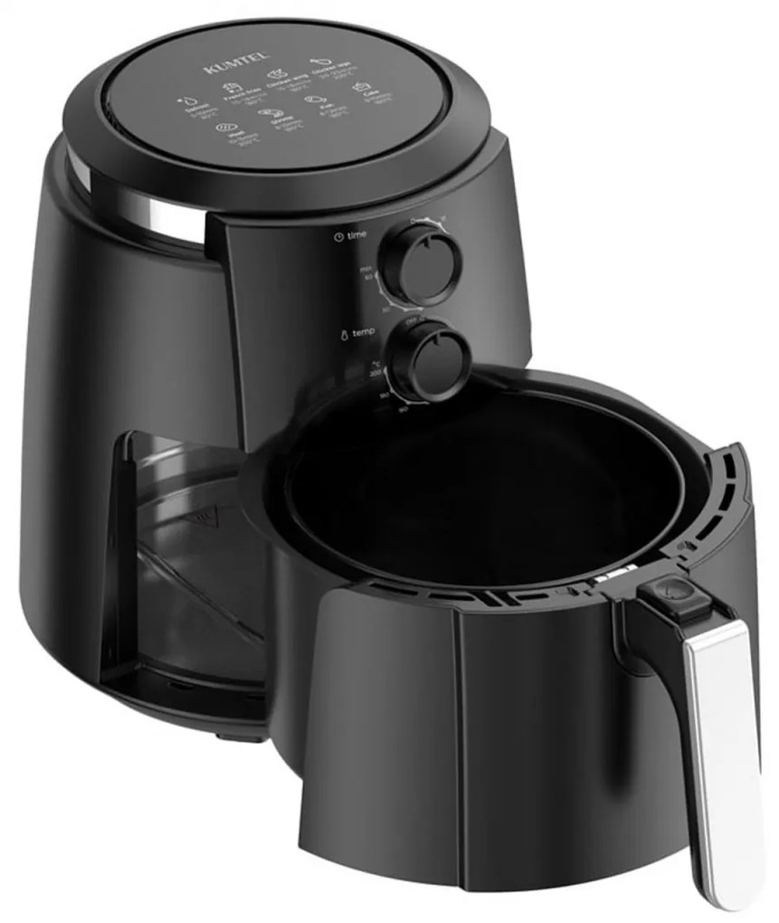 Friteuza rapida cu aer cald Kumtel Fast Fryer, Pentru gatit fara ulei, Putere 1500 W, Capacitate 5.5L,8 programe, Functie decongelare, Negru