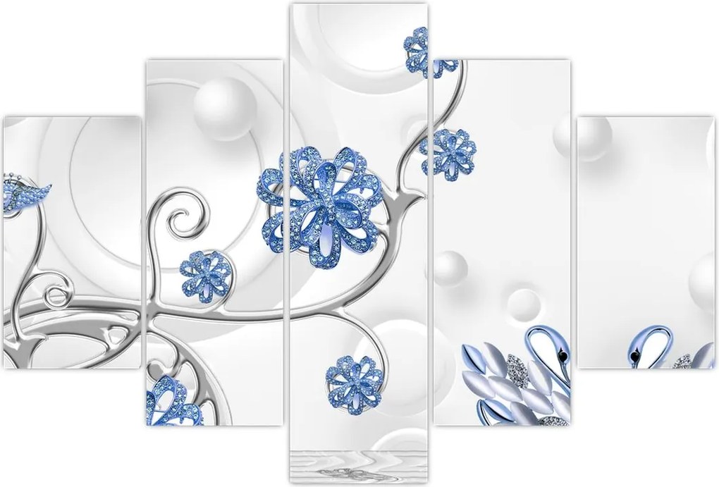 Tablou - Lebede albastre (150x105 cm)