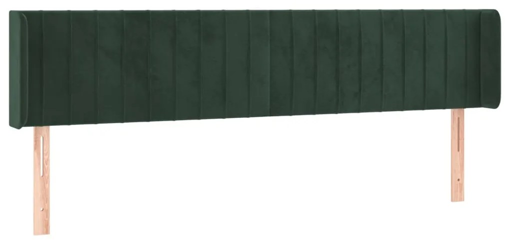 3119063 vidaXL Tăblie de pat cu aripioare verde închis 163x16x78/88 cm catifea