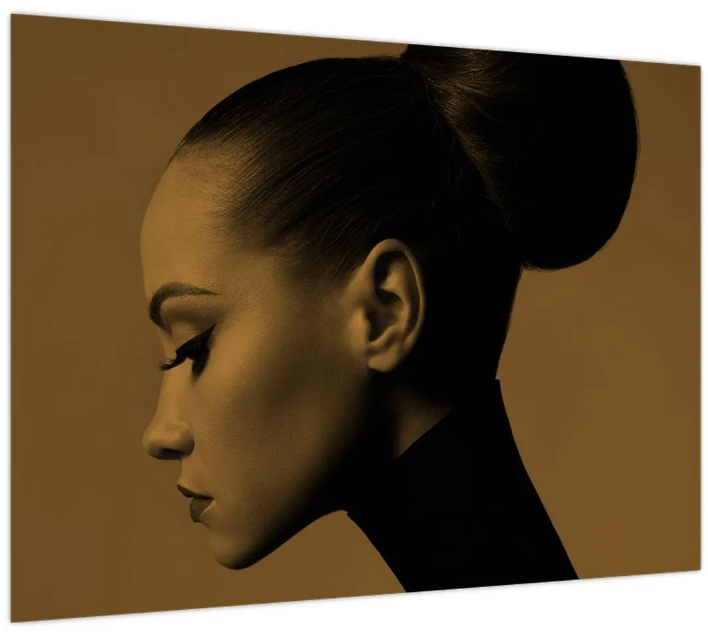 Tablou pe sticlă - Femeie în profil (70x50 cm)