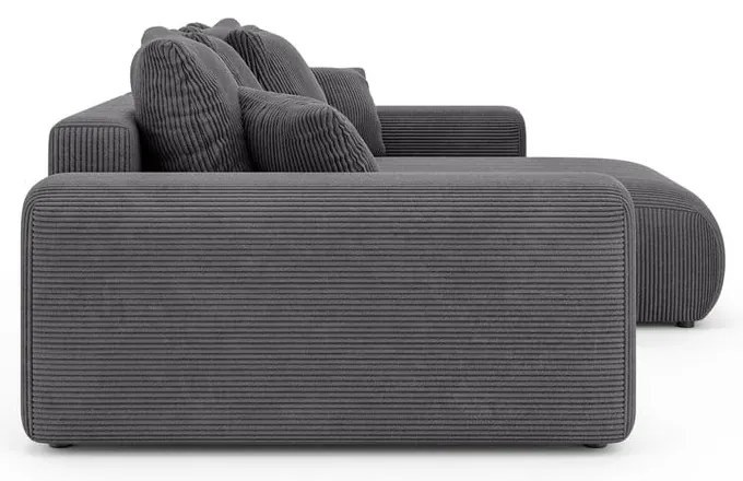 Colțar gri extensibil/cu spațiu de depozitare cu tapițerie din catifea reiată (cu colț variabil) Luma – Ropez