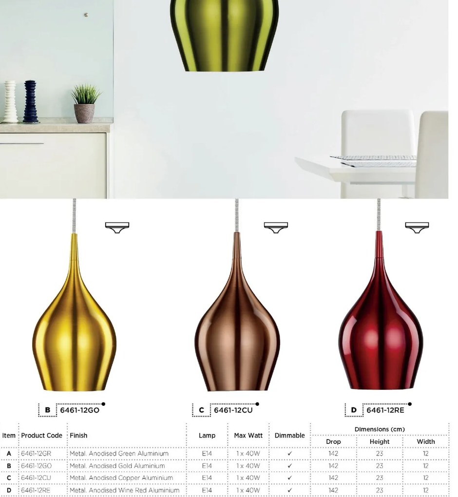 Pendul design modern 12cm Vibrant verde 6461-12GR SRT