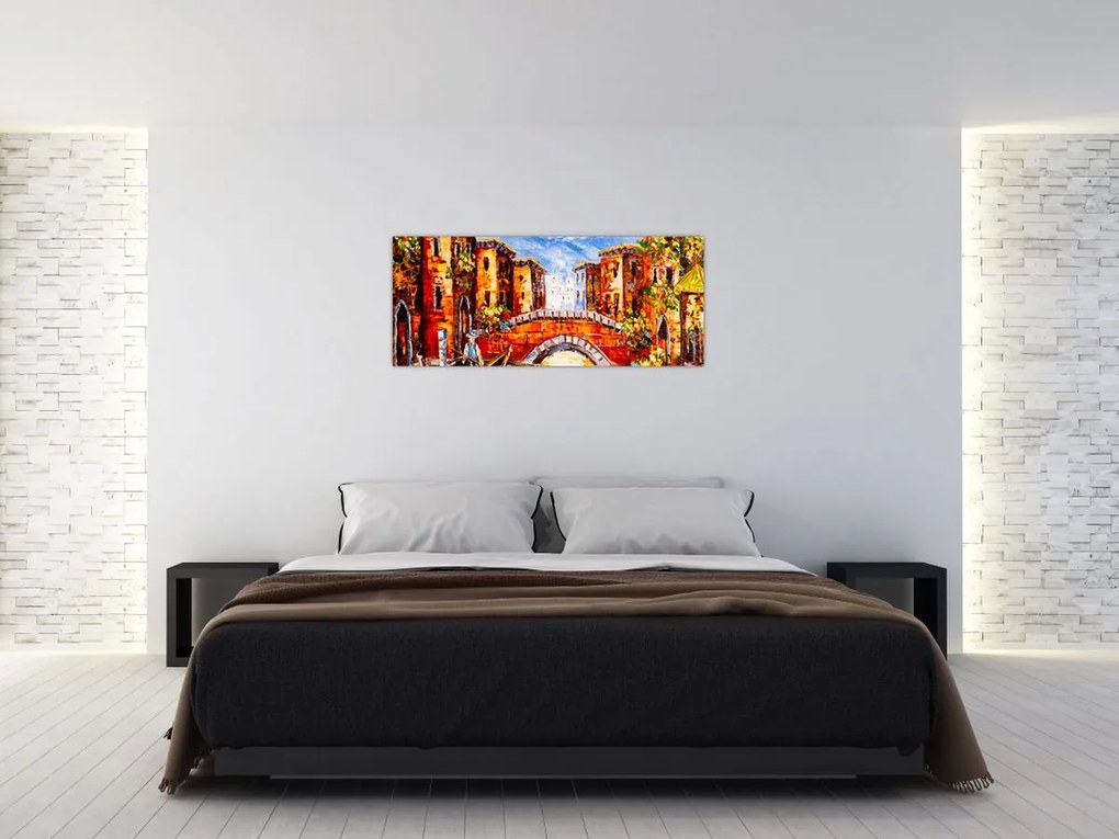 Tablou - Pictură în ulei a orașului III. (120x50 cm)