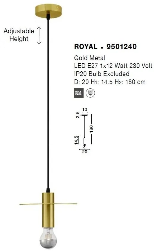 Lustra/Pendul design modern ROYAL auriu