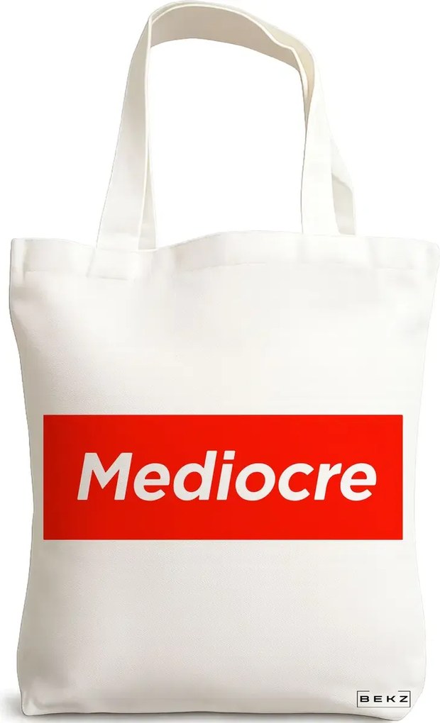 Sacosa de Panza pentru Cumparaturi, Geanta Tote, model Mediocre, 38x34.5 cm, Alba, BEKZ®