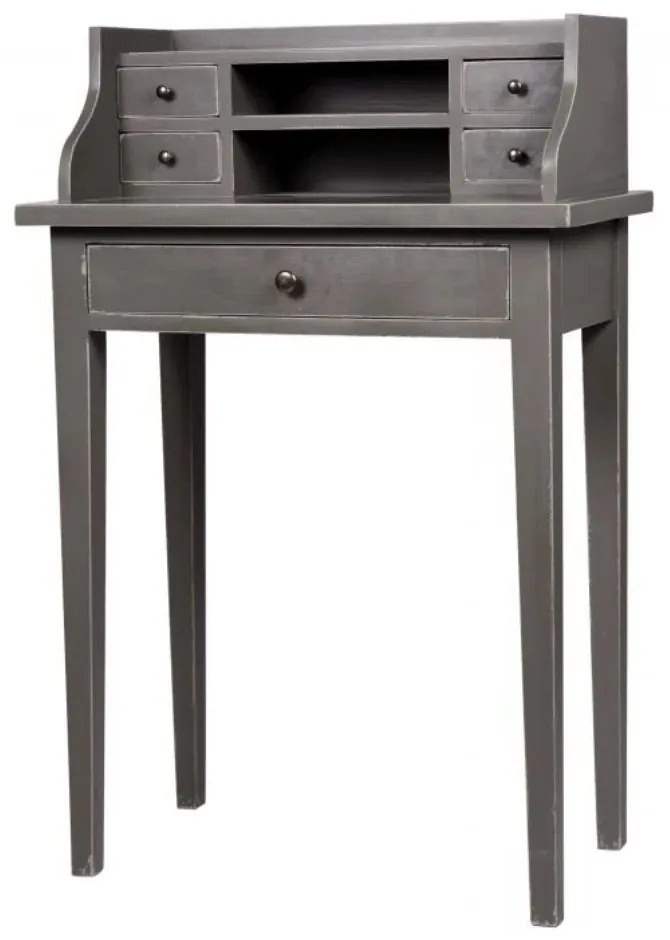 Birou gri din lemn de pin, single cu aspect vintage, Paris