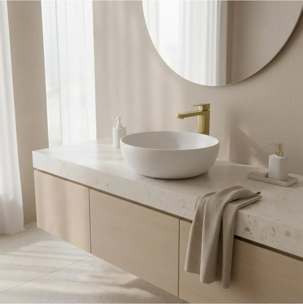 Baterie lavoar inalta Rea Arlo auriu periat