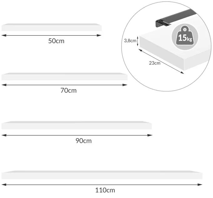 Poliță de perete FIGO+ consolă, 70cm, stejar închis Casaria