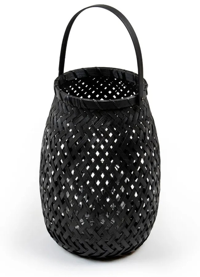 Felinar din bambus Compactor Bamboo Lantern, ⌀ 18 cm, negru