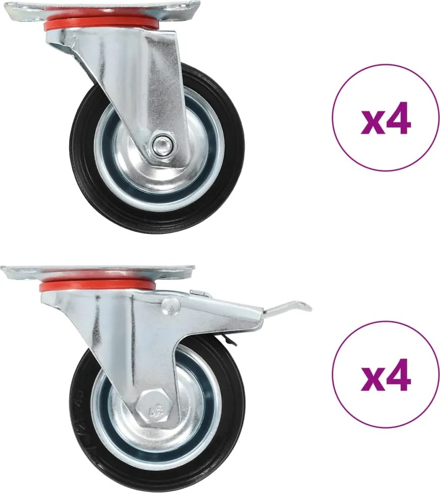 vidaXL Roți pivotante, 8 buc., 75 mm
