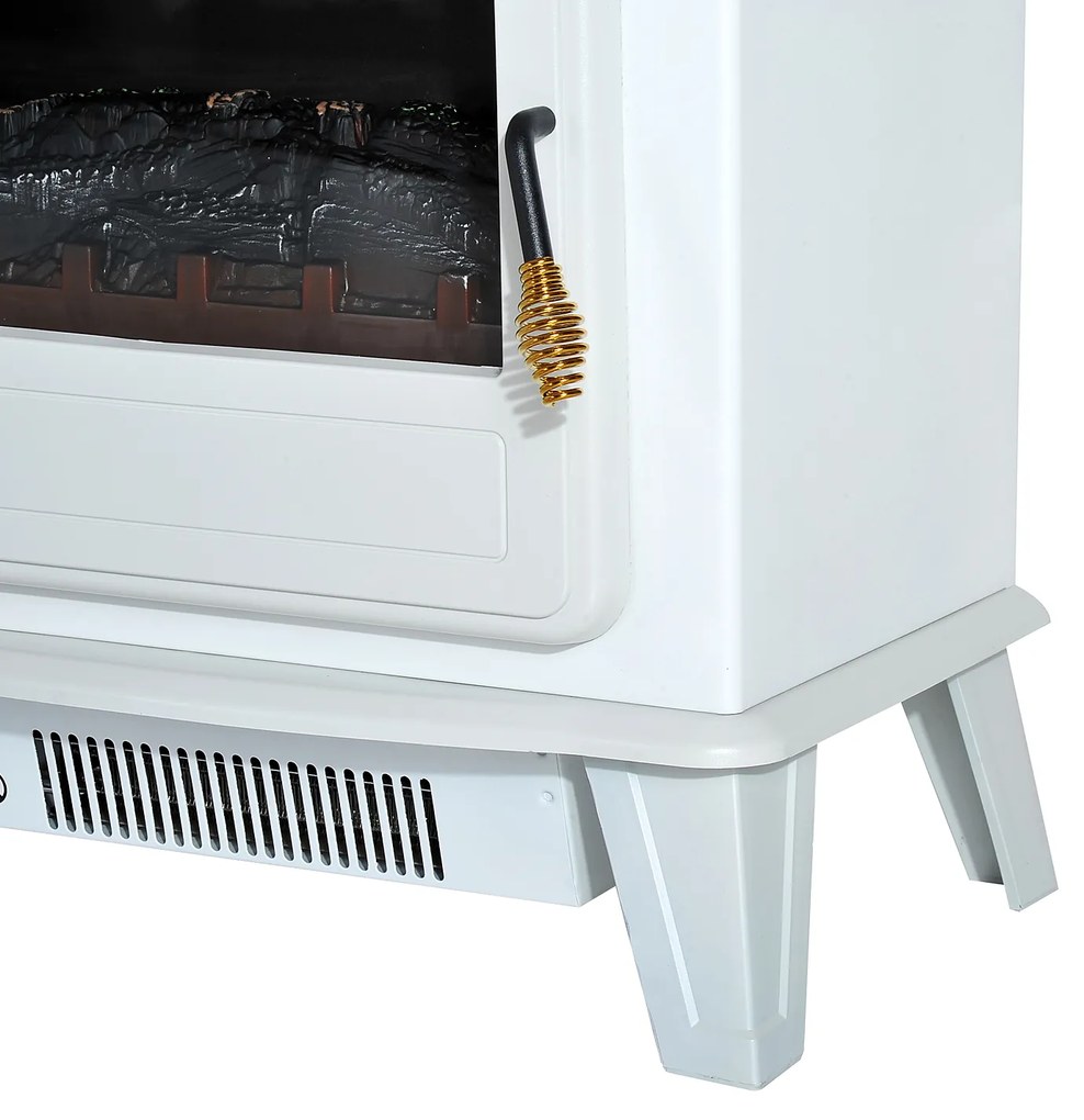 Homcom Soba Electrica de Sol cu Efect Flama Reglabila 1800W, Alb, 51x31x56cm