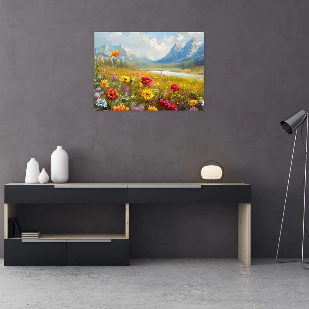 Tablou pe sticlă - Peisaj pictat (70x50 cm)