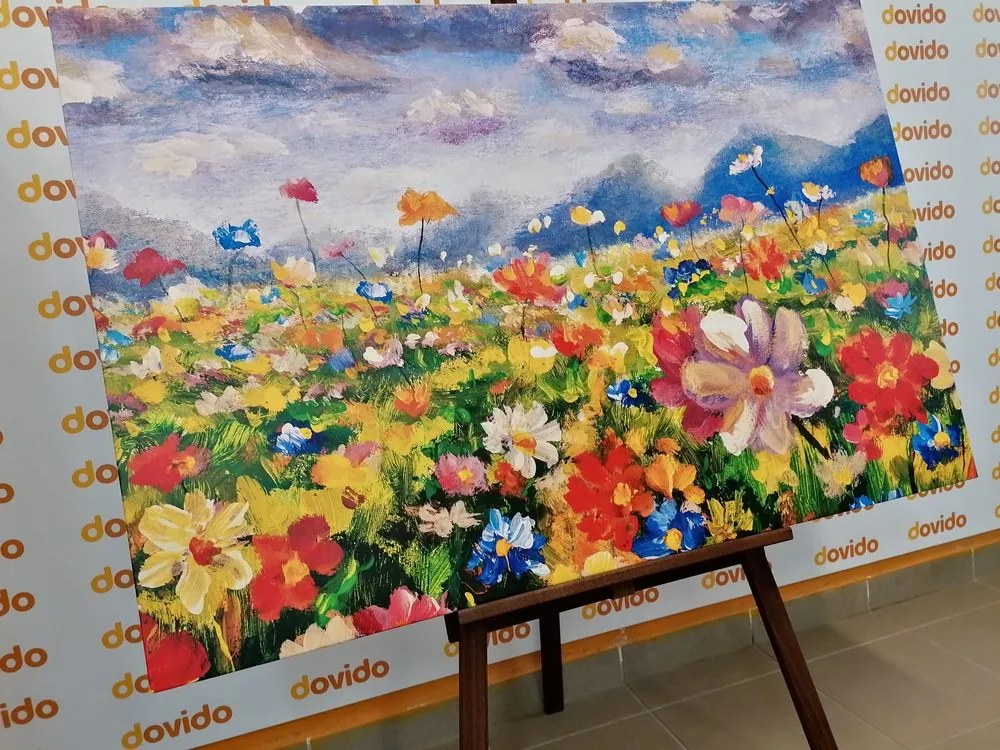 Tablou pictură în ulei a unei flori sălbatice
