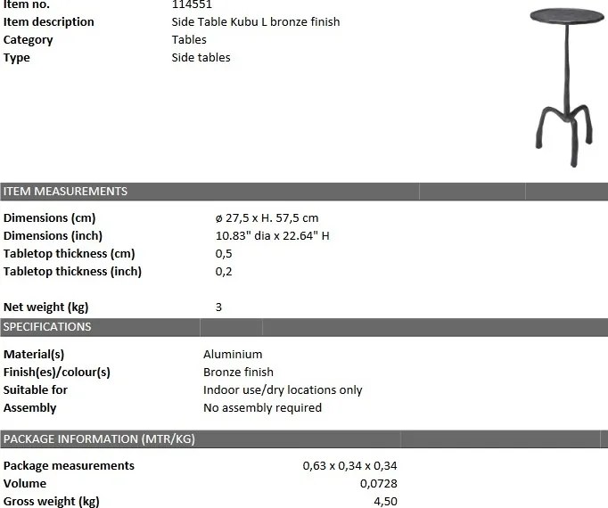 Masuta laterala design LUX Kubu L 114551 HZ