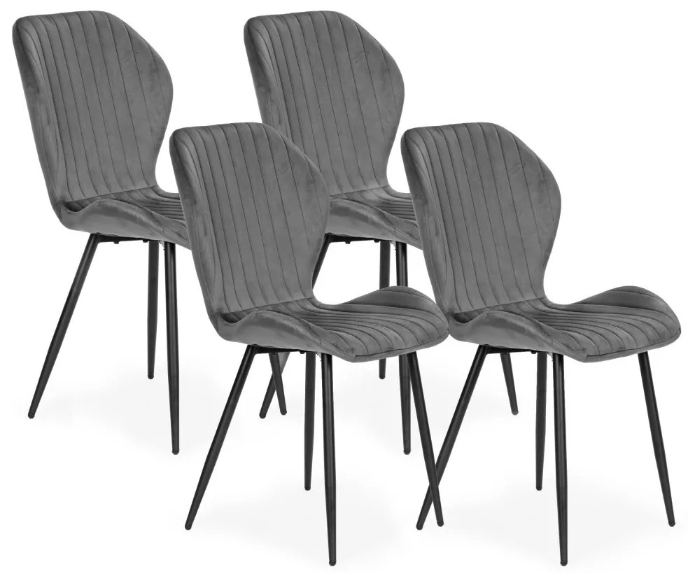 Set de 4 scaune din piele de căprioară gri scaun