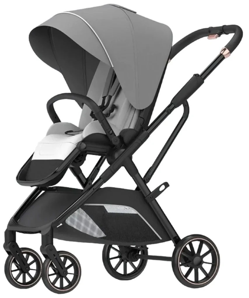 Carucior 2 in 1 pentru copii Usor si Compact - Pliabil, Sistem de absorbtie a socurilor, Scaun Reversibil - Gri - CPC-58-gri