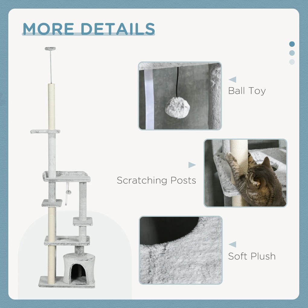 PawHut Copac pentru Pisici de Interior Turn de Joaca Centru de Activitati de Escaladare Turn de Zgariere Apartament Perne Inaltime Reglabilaaccesorii animale feline sala de gimnastica pisoi lounge mobila sufragerie | Aosom Romania