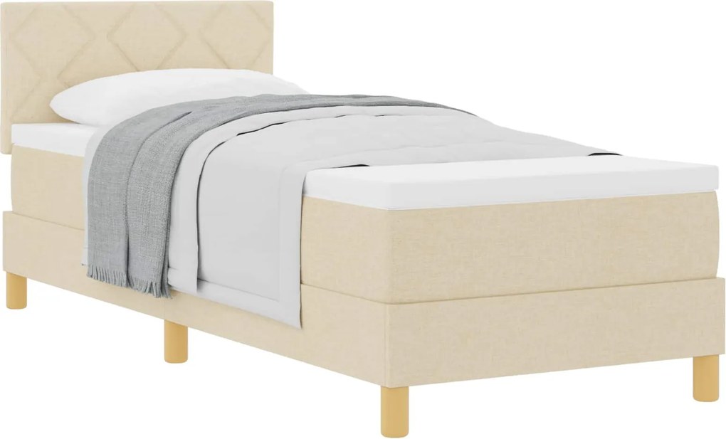 vidaXL Pat cu arcuri cu saltea cu headboard Crem 80 x 200 cm țesătură