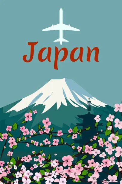 Fotografie Travel poster mount Fuji Japan retro, VectorUp