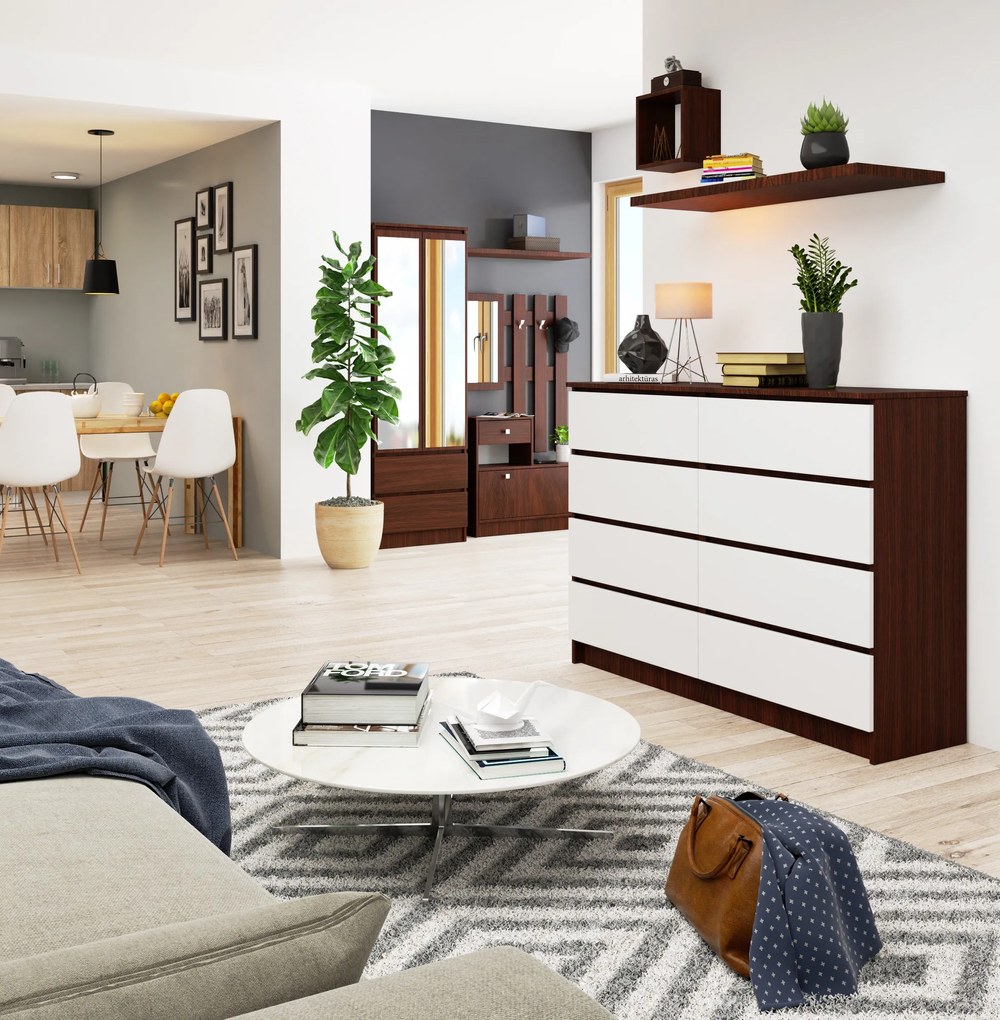 Comodă Keanu III (wenge + Alb). 1068681