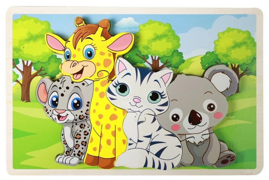 Rappa Puzzle din lemn animale, 8 piese