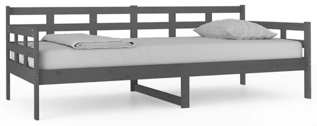 820359 vidaXL Pat de zi, gri, 90x200 cm, lemn masiv de pin