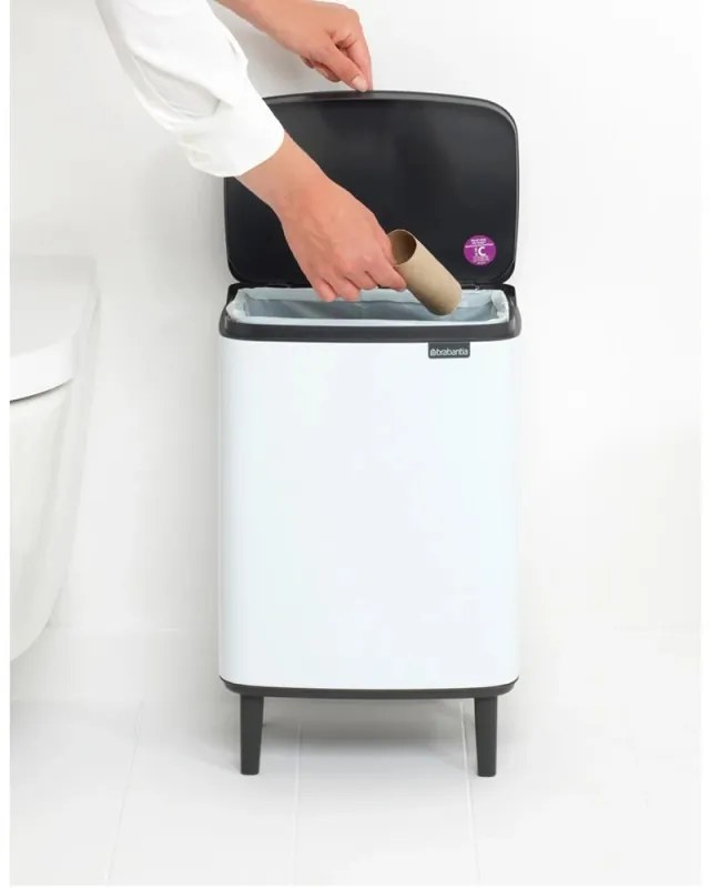 Cos de gunoi Brabantia Bo Small Hi 1006647, 12 L, Deschidere lina si silentioasa, Baza antiderapanta, Alb