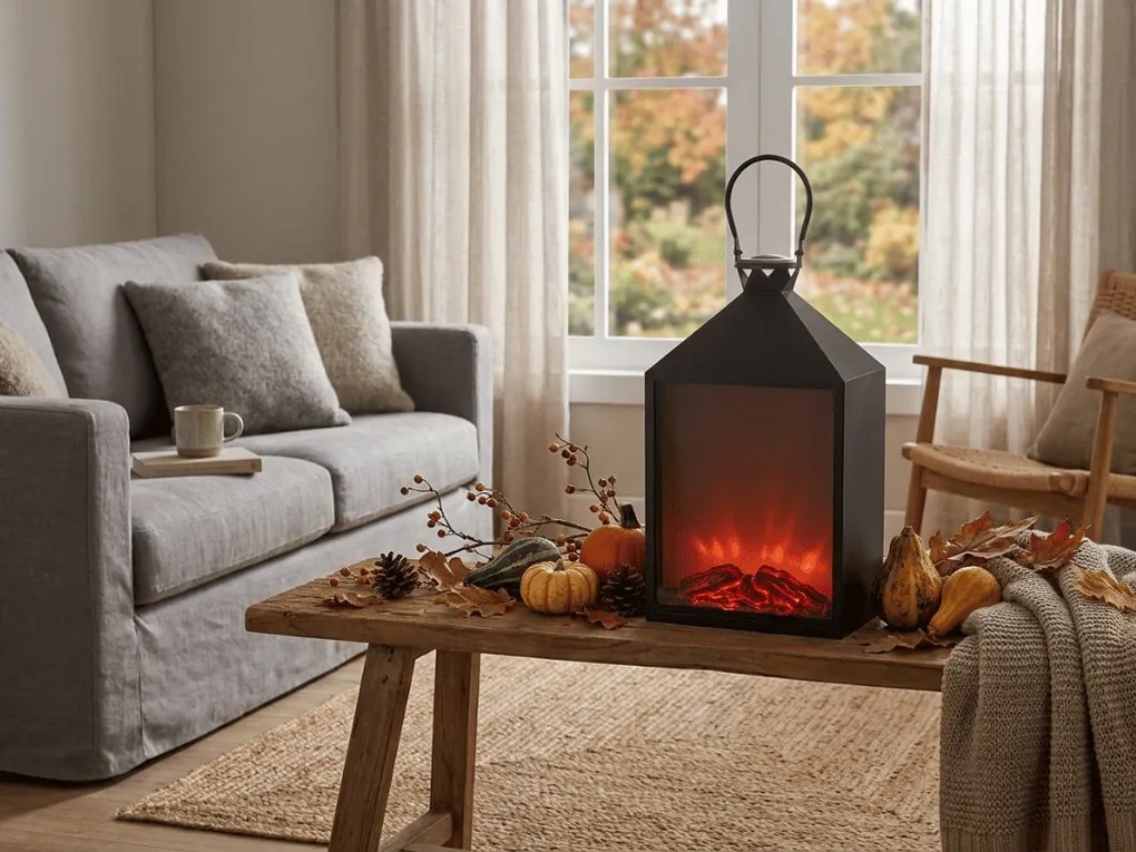 Decoratiune LED felinar COZY WARM 55x30 cm, neagra