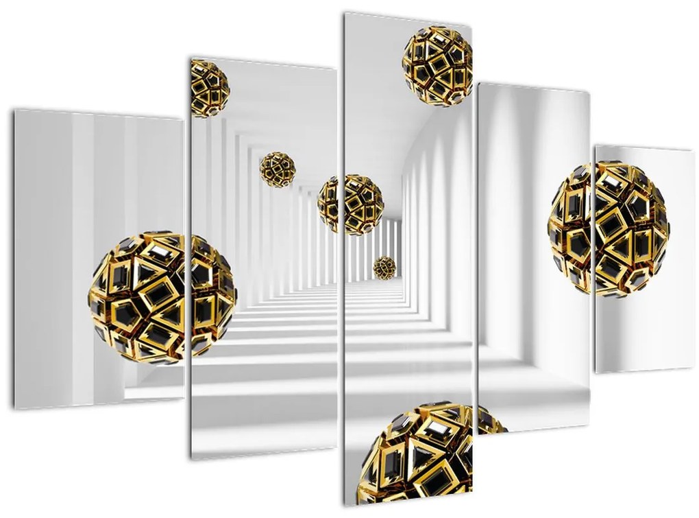 Tablou abstract cu mingi de fotbal (150x105 cm)
