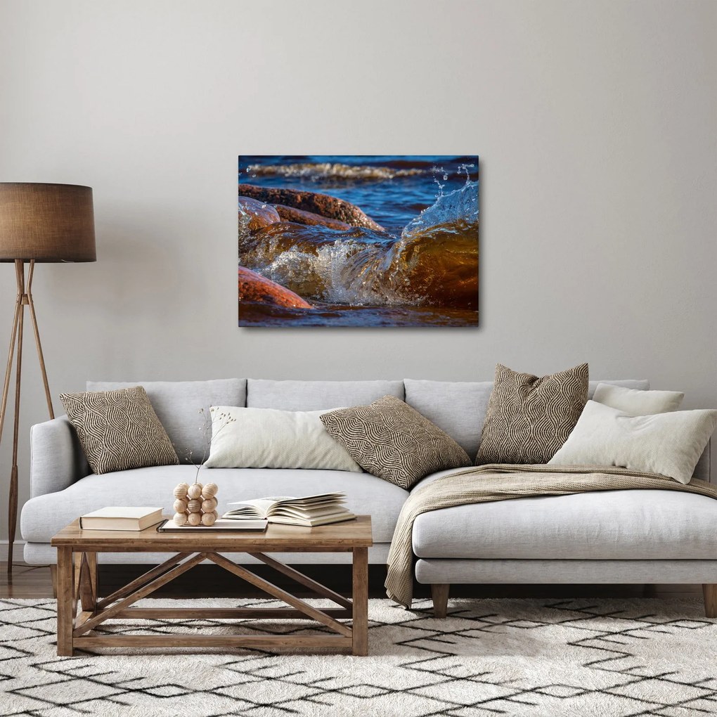 Tablou detailat - apa între pietre (70x50 cm)