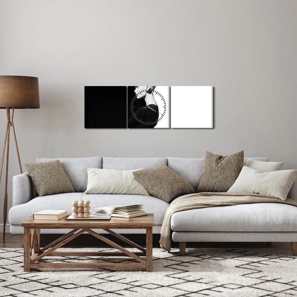 Tablou - O femeie à la yin și yang (cu ceas) (90x30 cm)
