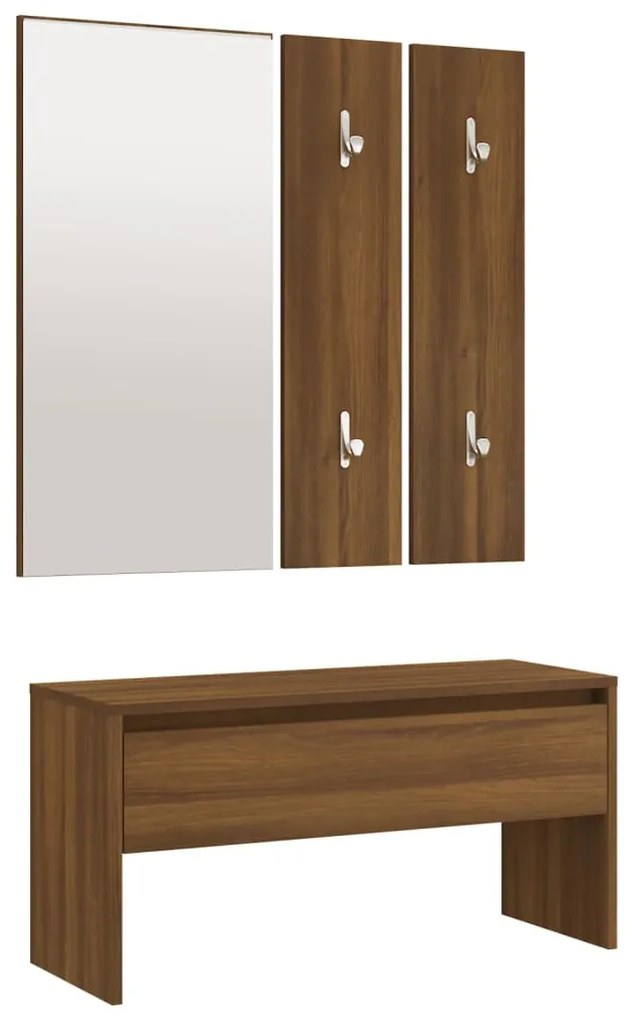 Set de mobilier pentru hol, stejar maro, lemn prelucrat