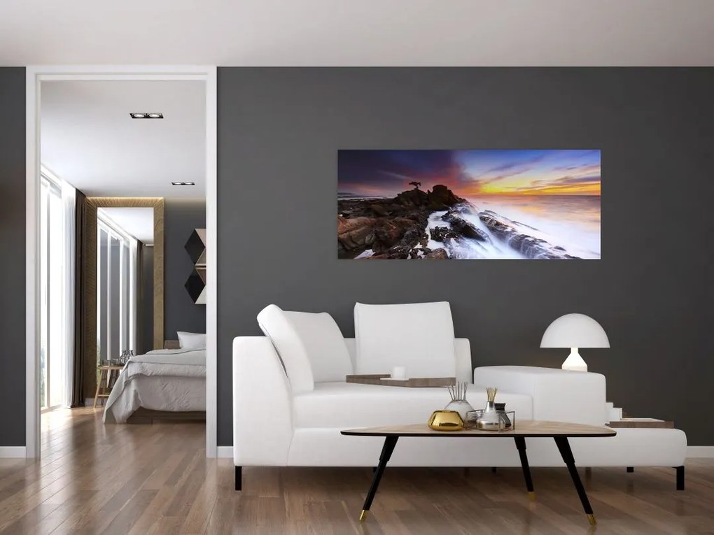Tablou cu munți în ceață (120x50 cm)