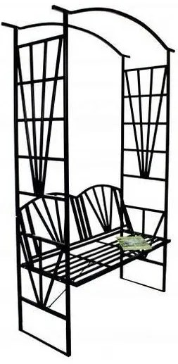 Arcada metalica, pergola, pentru gradina, cu banca, 114x45x208 cm