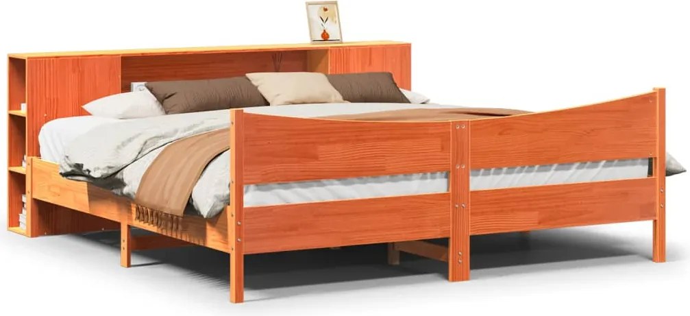 vidaXL Cadru de pat fără saltea, maro ceruit 180x200 cm lemn masiv pin