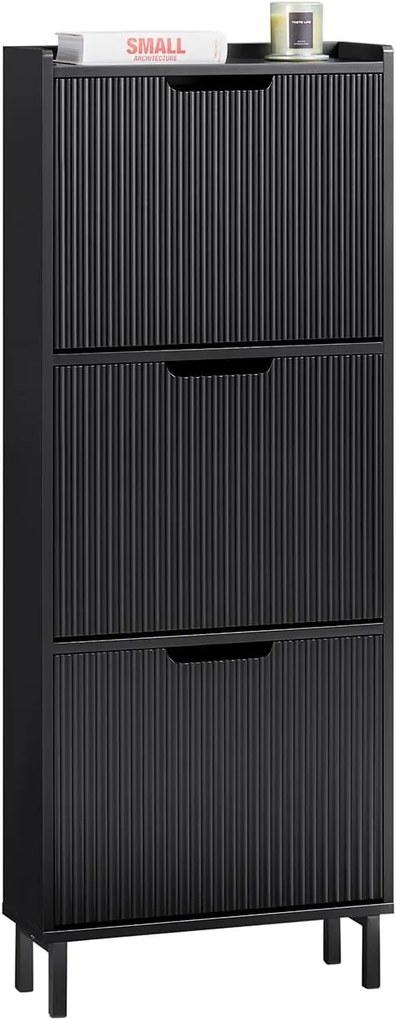 PANA26 - Pantofar Hol cu 3 compartimente, 50 cm, comoda, dulap depozitare pantofi foarte ingust - Alb sau Negru