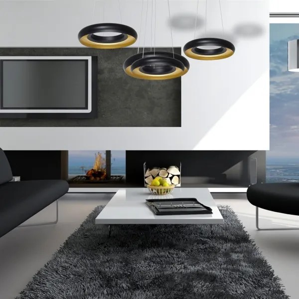 LED Lustră pe cablu RONDO 3xLED/12W/230V negru