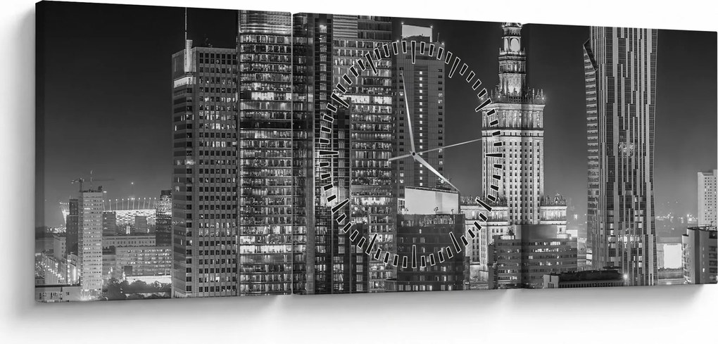 Tablou - Alb și negru New York (cu ceas) (90x30 cm)
