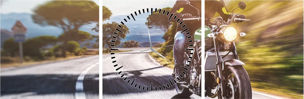 Tablou - Motociclist (cu ceas) (90x30 cm)