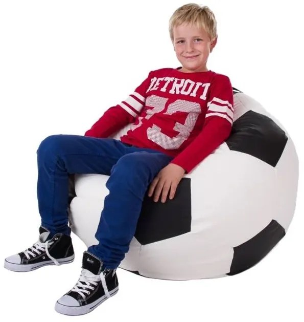 Fotoliu puf Futbal XXL (Alb + negru). 1054529