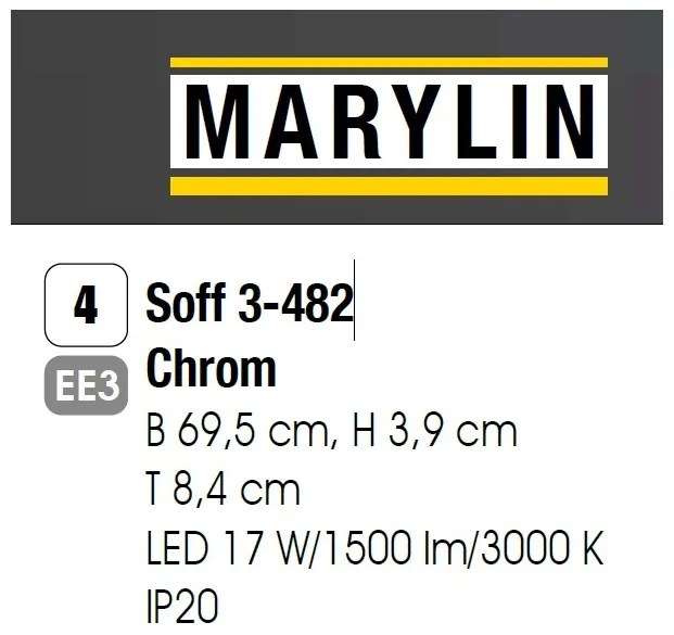 Aplica LED pentru oglinda baie, MARILYN 57cm, crom