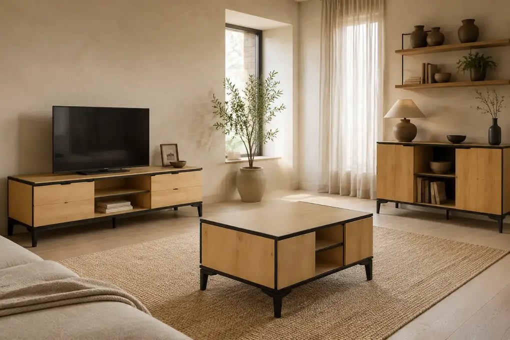 Masuta cafea Susana living culoare nuc deschis 90 cm