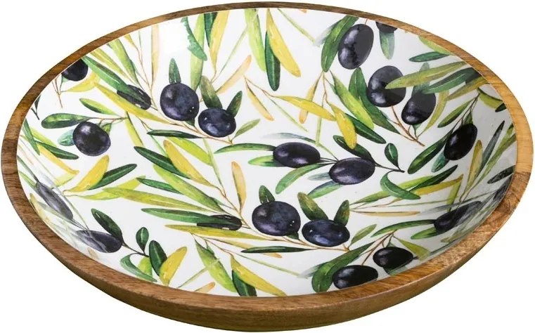 Platou rotund din lemn de mango, Ø38 cm, "Olives"