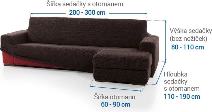 Nueva Textura Huse care se întind foarte bine NIAGARA ciocolatei canapea cu otoman dreapta (l. 200 - 300 cm)