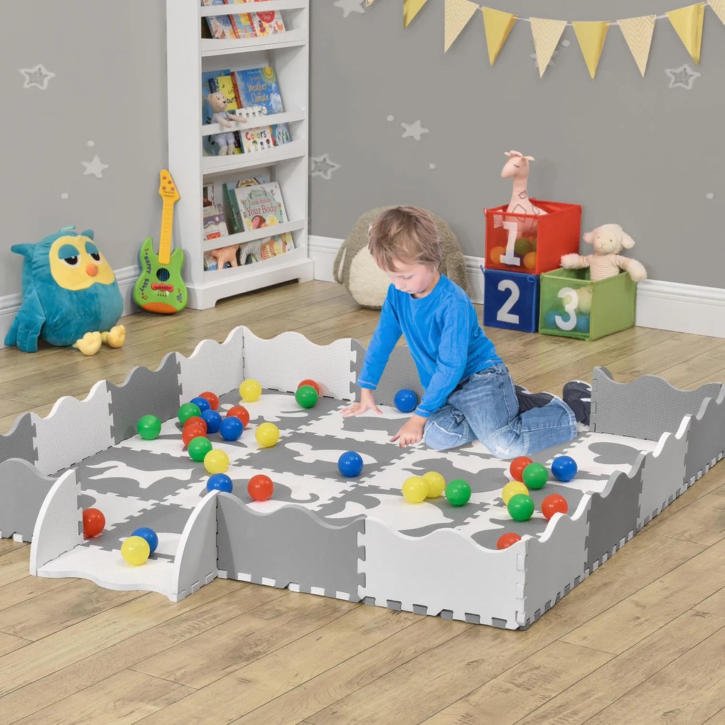 Covor de joacă sub formă de puzzle din 36 piese Timon Pets and Corner