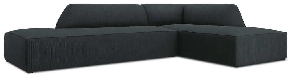 Coltar dreapta 4 locuri, Ruby, Micadoni Home, BL, fara cotiera, 273x180x69 cm, velur, negru
