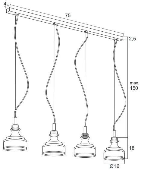 Argon 1650 - Lustră LED pe cablu TULUZA 4xLED/5W/230V