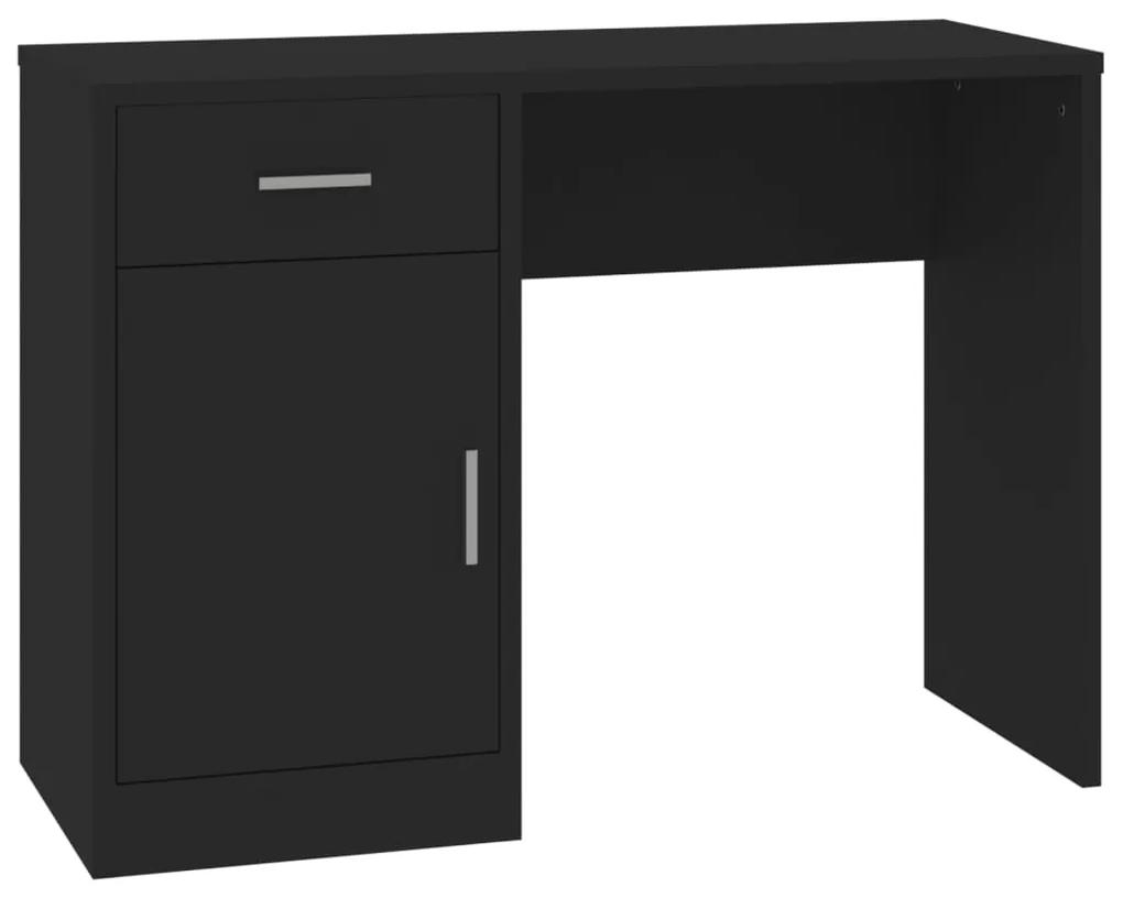 342653 vidaXL Birou cu sertar și dulap, negru, 100x40x73 cm, lemn prelucrat