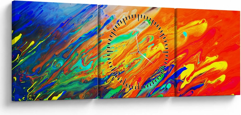 Tablou - Abstract colorat (cu ceas) (90x30 cm)