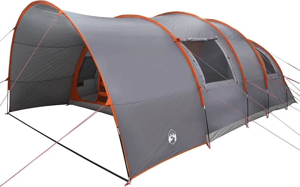 vidaXL Cort tunel pentru 8 persoane cu acoperiș Gri și Portocalie